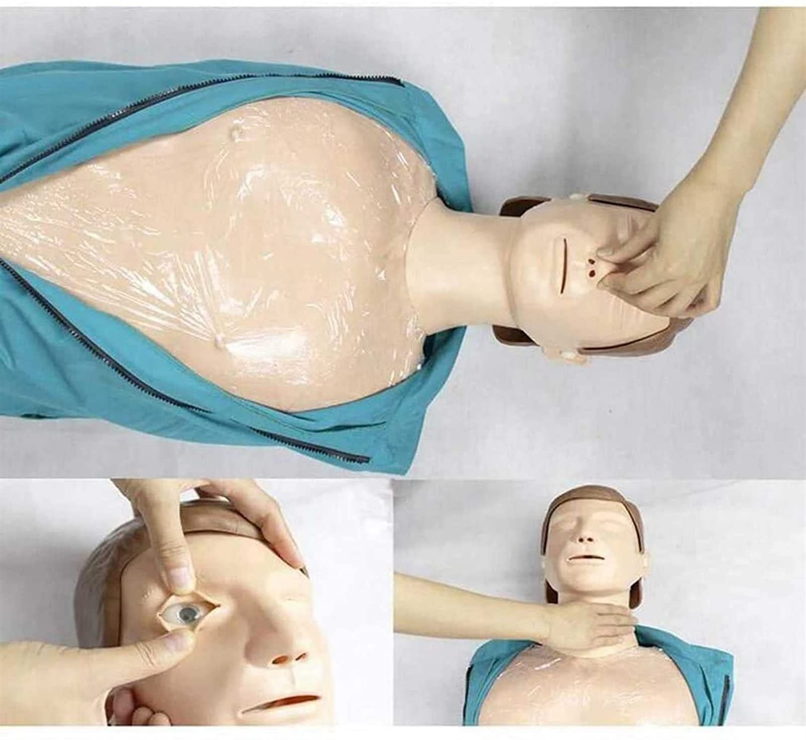 Persona aplicando respiración artificial en maniquí