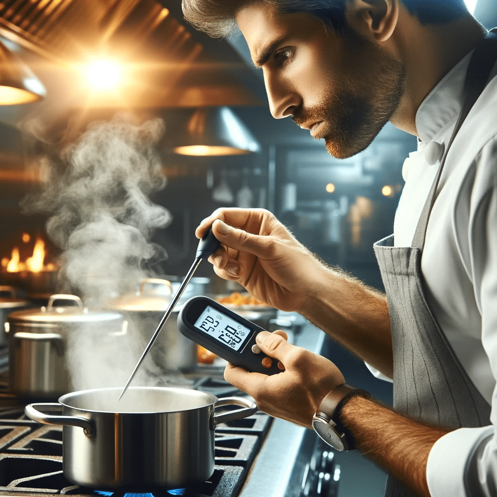 Termómetro digital de cocina en uso