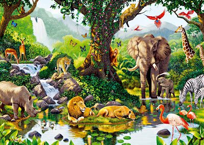 Animales diversos en un ecosistema natural