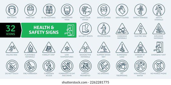 Riesgos y medidas de seguridad: iconos claros