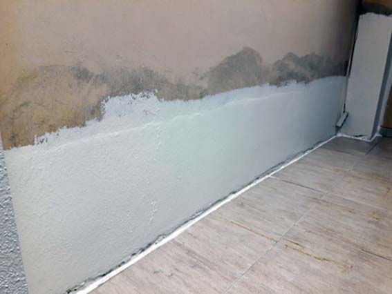 Pared húmeda con proceso de secado